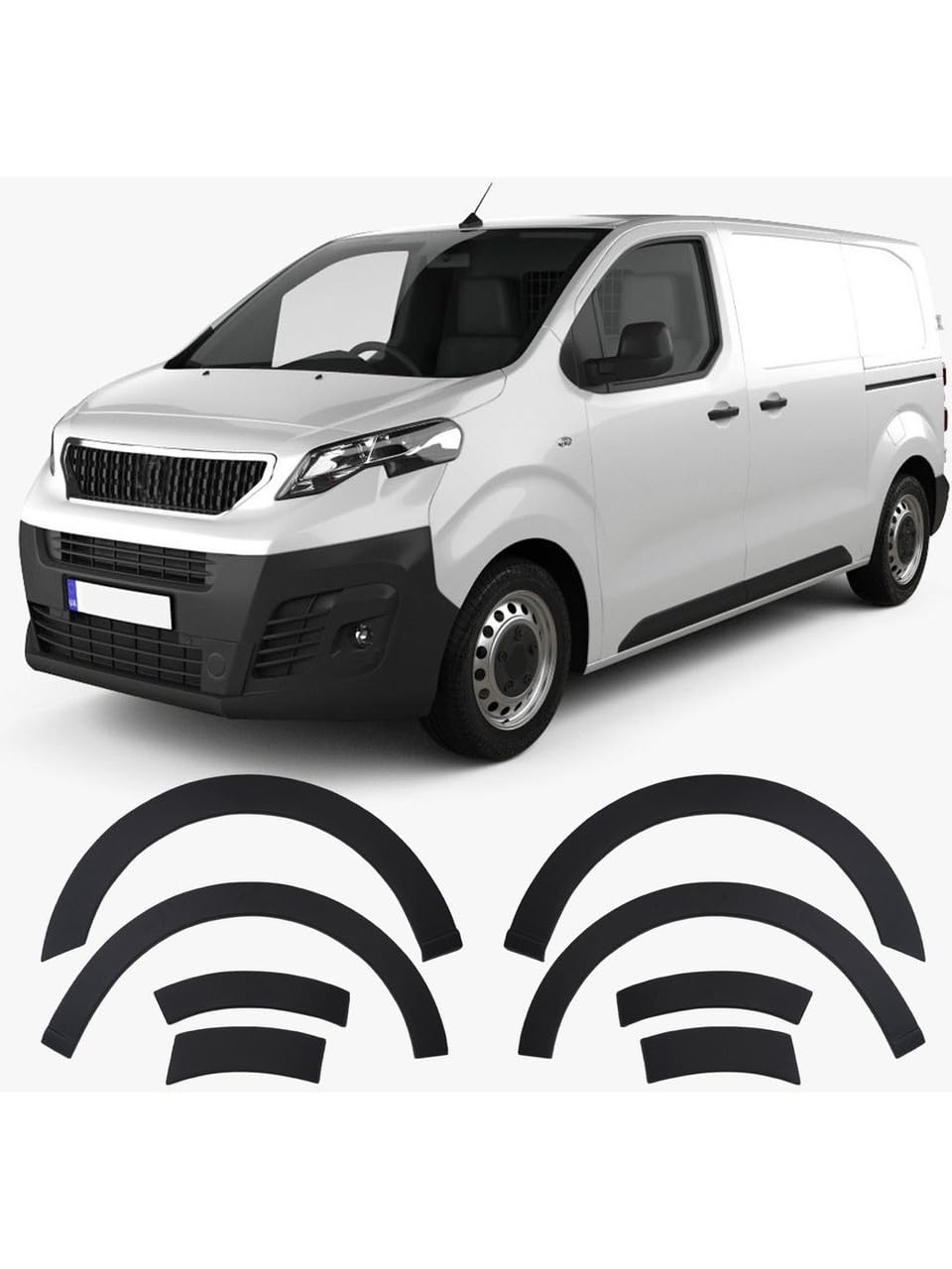 Matte Black Wheel Arch Fender Flares Full Set (8 Pieces) Compatible with Vauxhall Vivaro 2019-Present, ABS Plastic Protective Trim