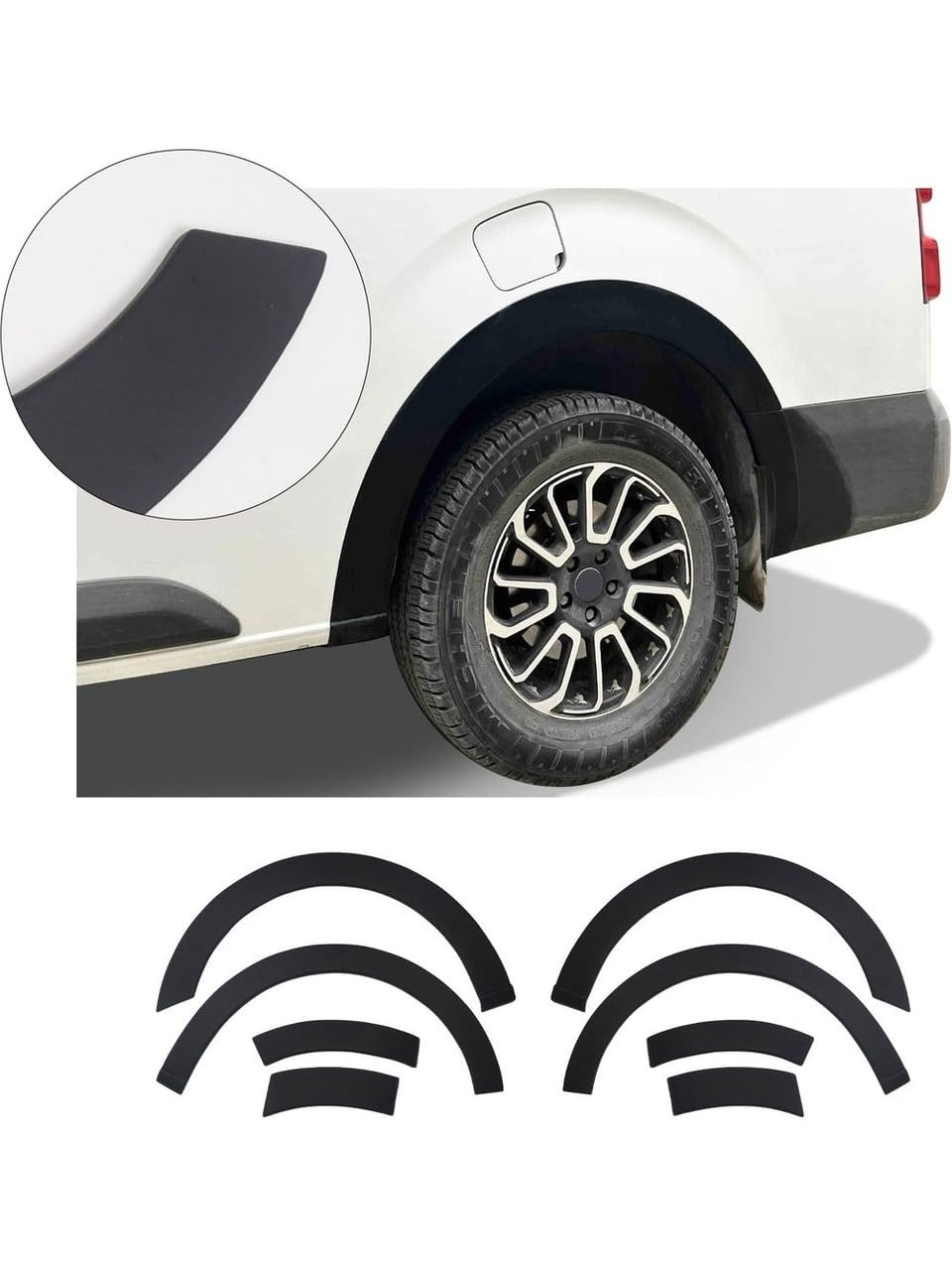 Matte Black Wheel Arch Fender Flares Full Set (8 Pieces) Compatible with Vauxhall Vivaro 2019-Present, ABS Plastic Protective Trim